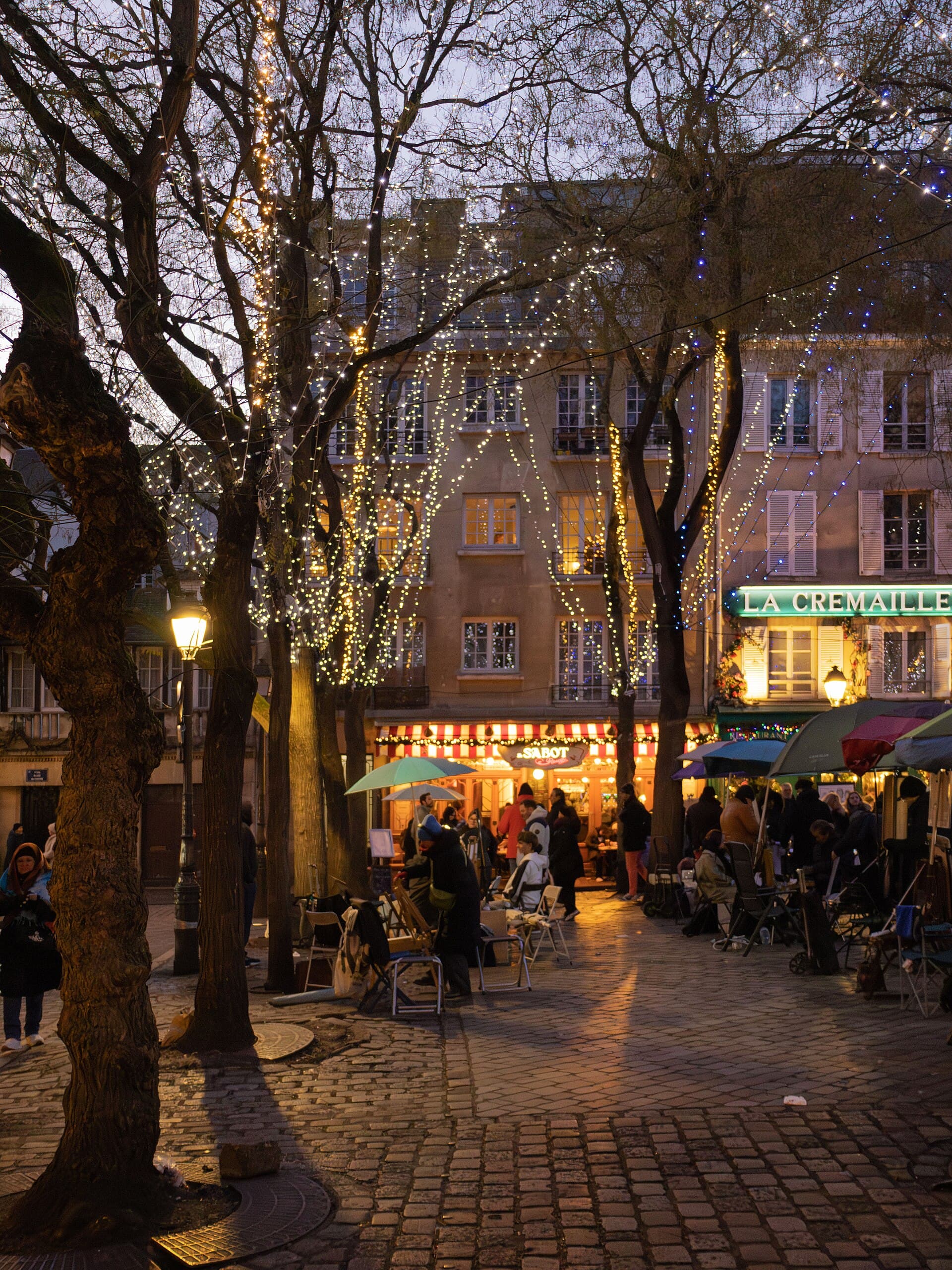 Place du Tertre, Montmartre, at dusk
